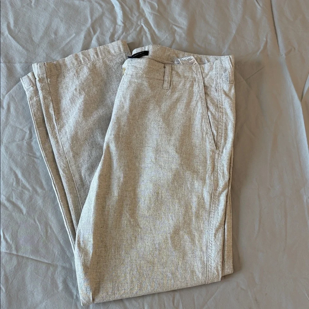 Banana Republic Men’s Linen Blend Wide Leg Pants 34x30 Beige Summer Resort